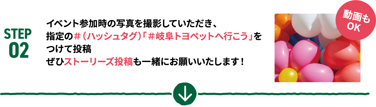 STEP02 イベント参加時の写真を撮影していただき、指定の#岐阜トヨペットへ行こうをつけて投稿
