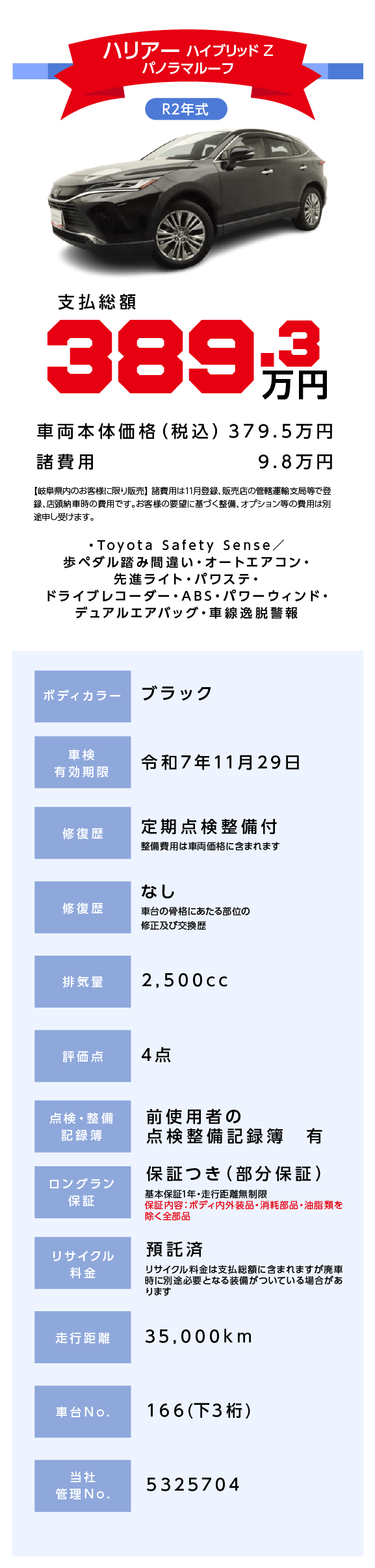ハリアー ハイブリッド Z パノラマルーフ